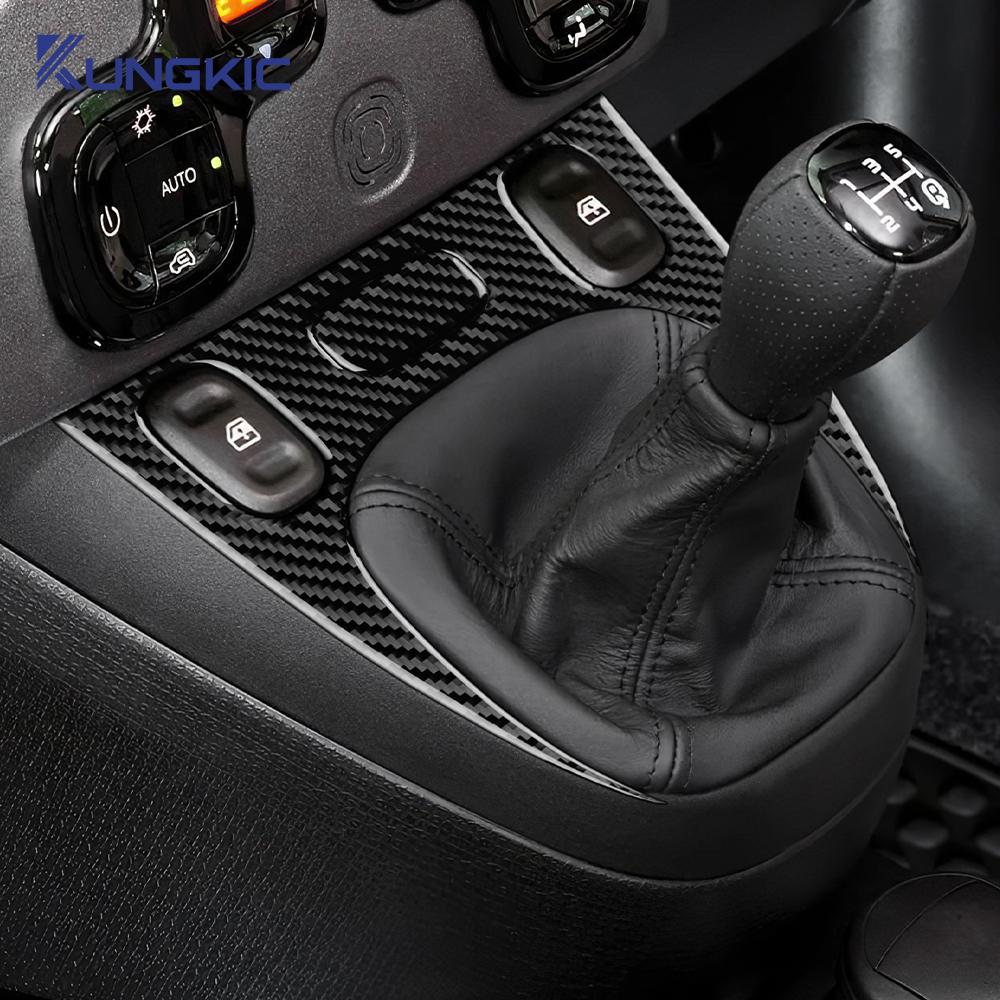 Real Soft Carbon Fiber Sticker For Fiat Panda 169 319 2013-2020 2021 2022 2023 2024 2025 LHD RHD Car Gear Shift Interior Panel