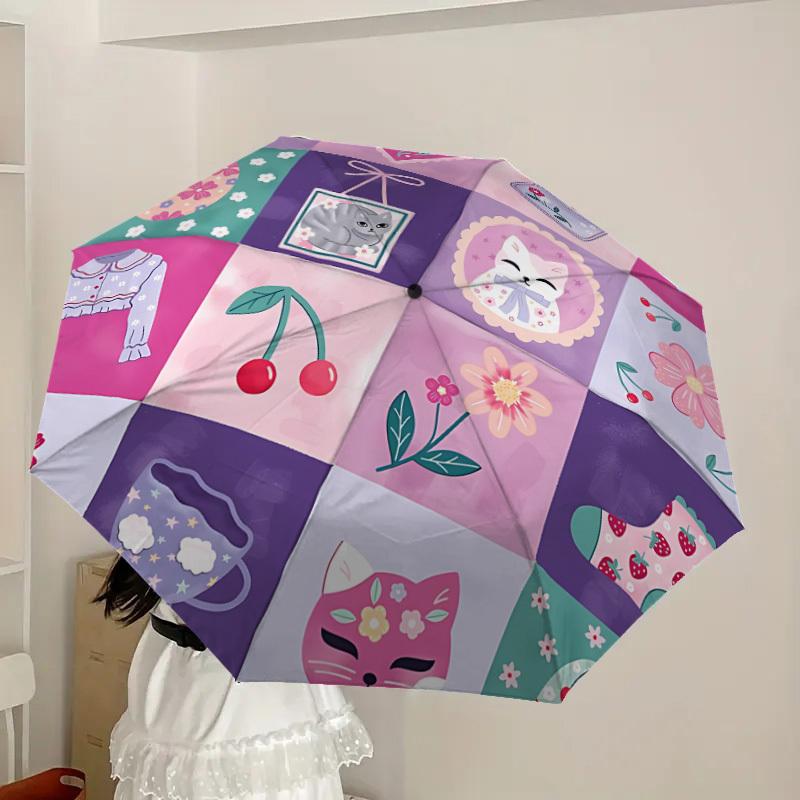 1pc Kawaii Decor Automatic Folding Umbrella, 8 Ribs Iron Frame, Suitable for Outdoor Travel and Daily Use yy251120186