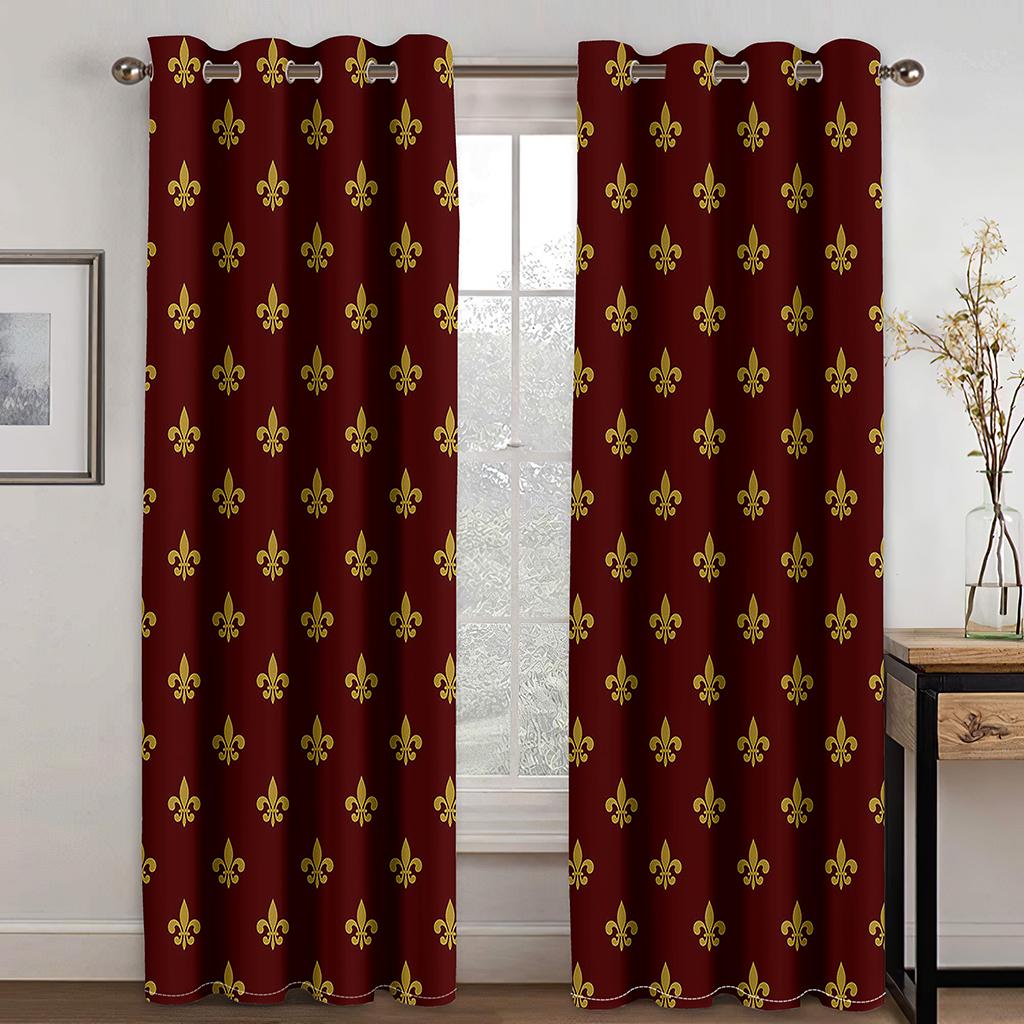 Luxury Red Gold Abstract Geometric Cheap Window Curtains Blinds For Living Room Kids Bedroom Bathroom Kicthen Door Home Decor