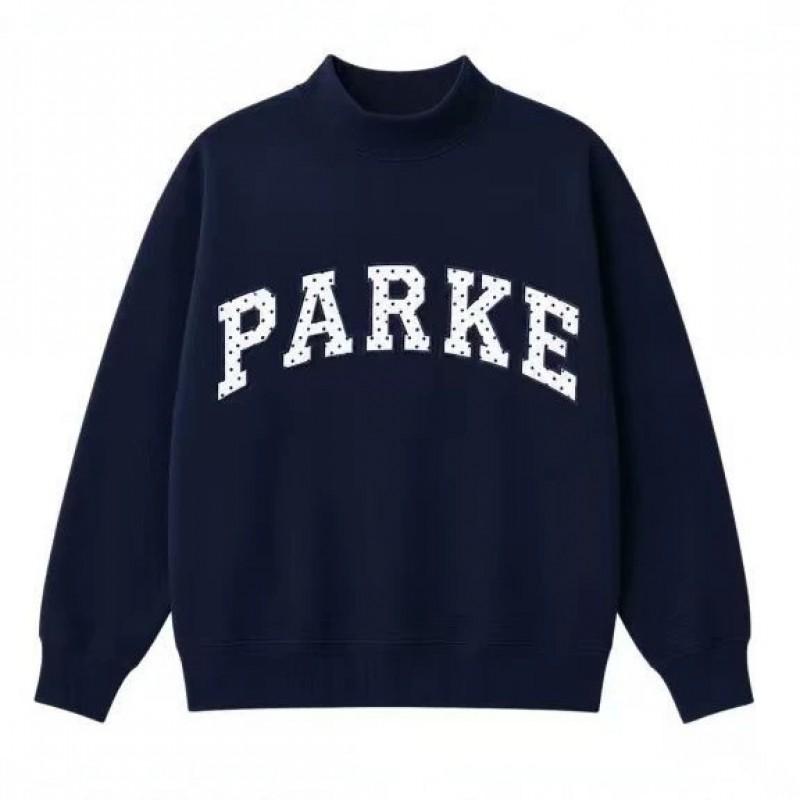 Womens Casual High Neck Sweatshirt With Embroidered Letters Loose Fit Long Sleeve Winter Top