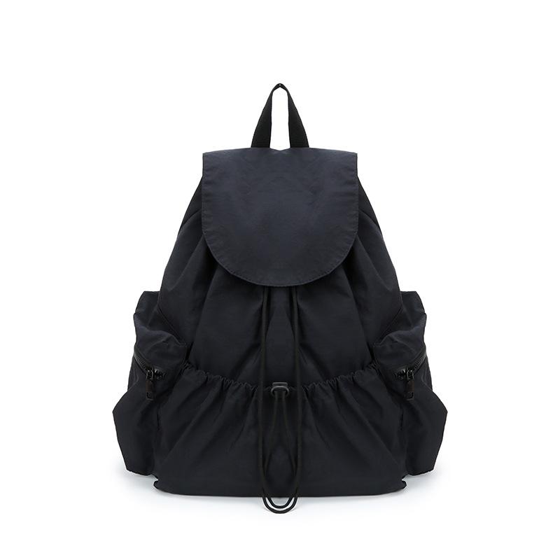 School bag with lazy style pleated drawstring niche design backpack for women, 1011 new casual lightweight backpack, small backpack