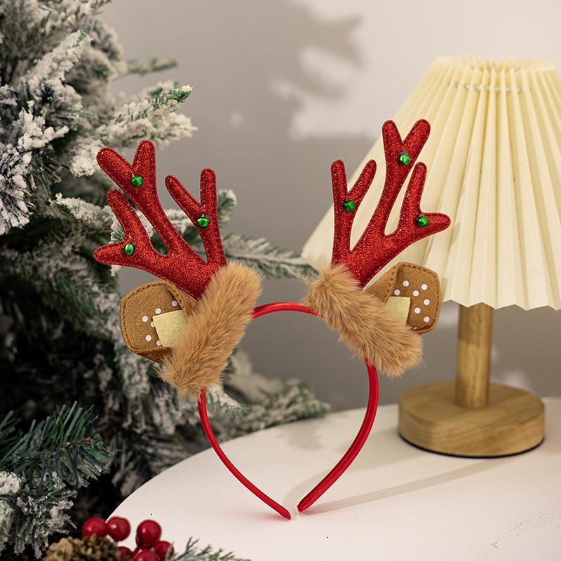 Adorable Christmas Reindeer Antler Headband In Red Green And Gold Color