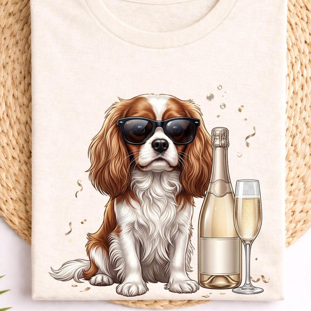 Cavalier King Charles Spaniel t-shirt, champagne dog graphic tee, unisex cotton
