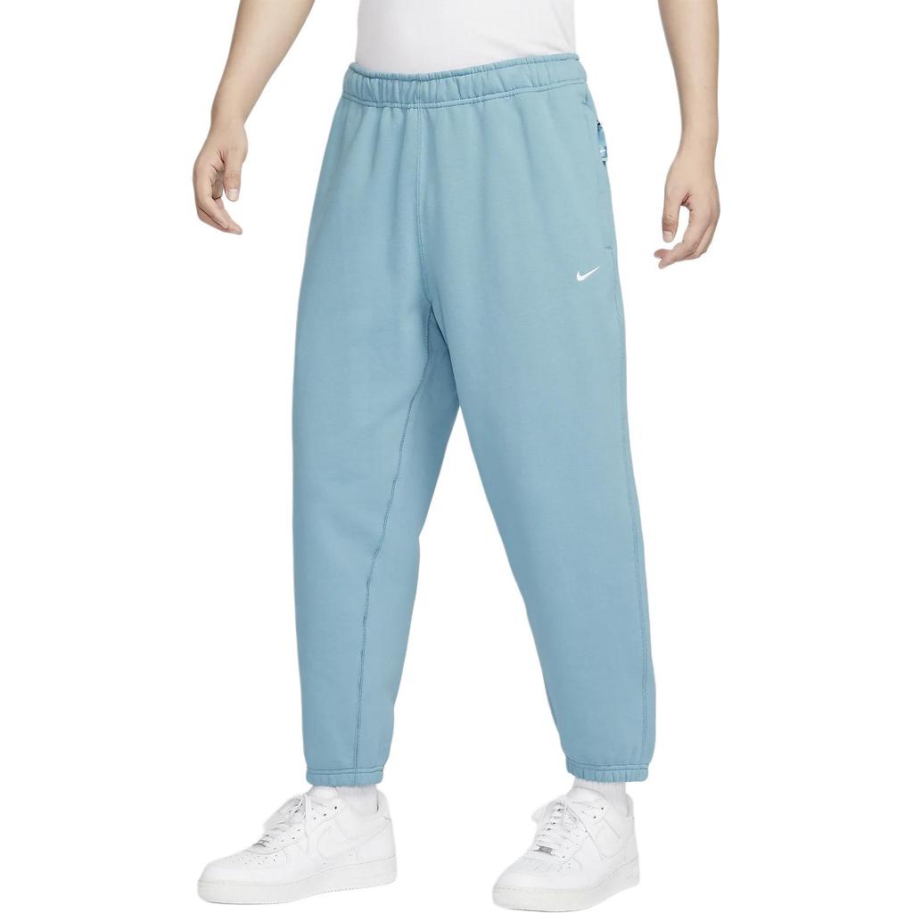 Nike Solo Swoosh Casual Comfortable Soft Minimalist Style Fleece Lined Knitted Sweatpants Men's Denim Blue Green/White DX1365-464