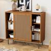 Kitchen Cabinet with 2 Sliding Doors and Adjustable Shelf, Country Style Side Cabinet for Living Room, Dining Room. Dimensions: W100/H90/D37 cm