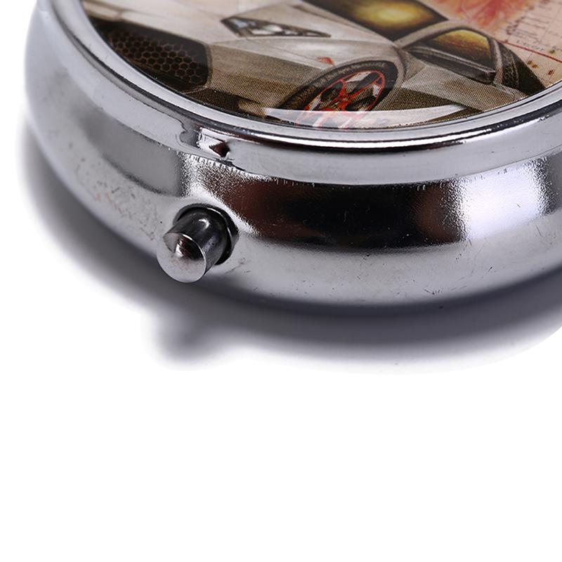 Folding Pill Case Metal Pill Cutter Medicine Pill Box Makeup Storage Container