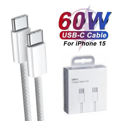 PD 60W USB C - USB C зарядный кабель для iPhone 15 Pro Max 15 Plus Samsung Xiaomi Moto плетеный провод быстрая зарядка кабель типа C 2 м