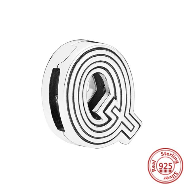 Стерлингового серебра 925 пробы, бусины, буквы, сердце, листья, круг, сверкающие клипсы, подвески, подходят для браслета с отражениями, ювелирные украшения