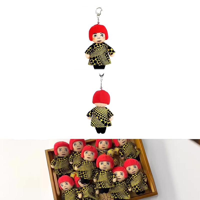 15Cm Yayoi Kusama Yayoi Kusama Humanoid Polka Dot Plush Toy Keychain Bag Pendant Toy Pendant For Children Gift
