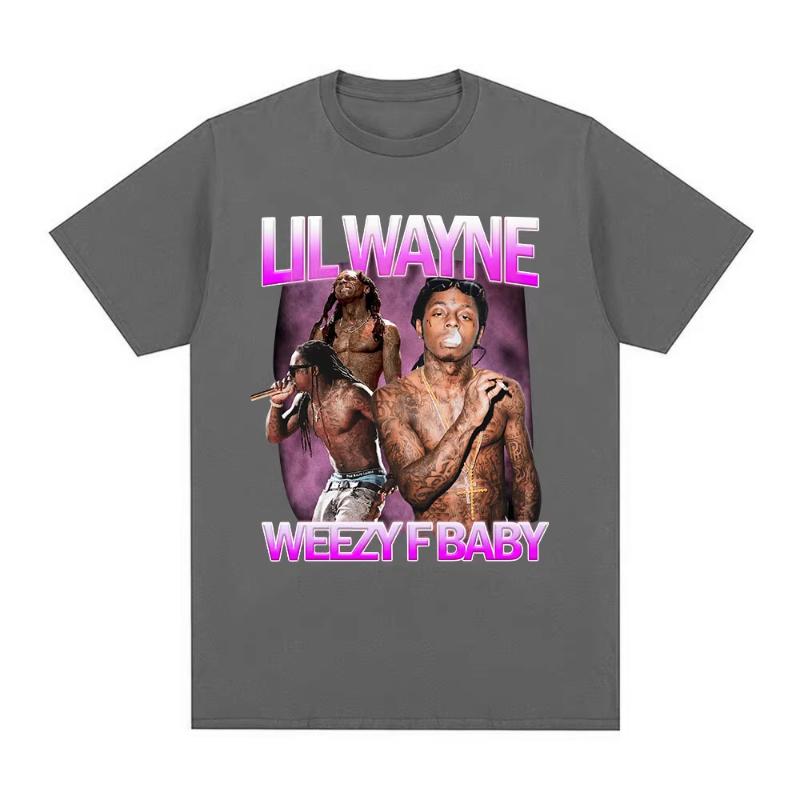Футболка рэпера Lil Wayne Weezy F Baby Графические футболки Унисекс Женские Винтажные Панк Короткий рукав Оверсайз Футболка Хип-хоп Уличная одежда