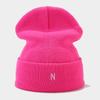 New fashion trendy brand N letter embroidered knitted hat women's personality versatile outdoor thermal hat, men's simple wool hat