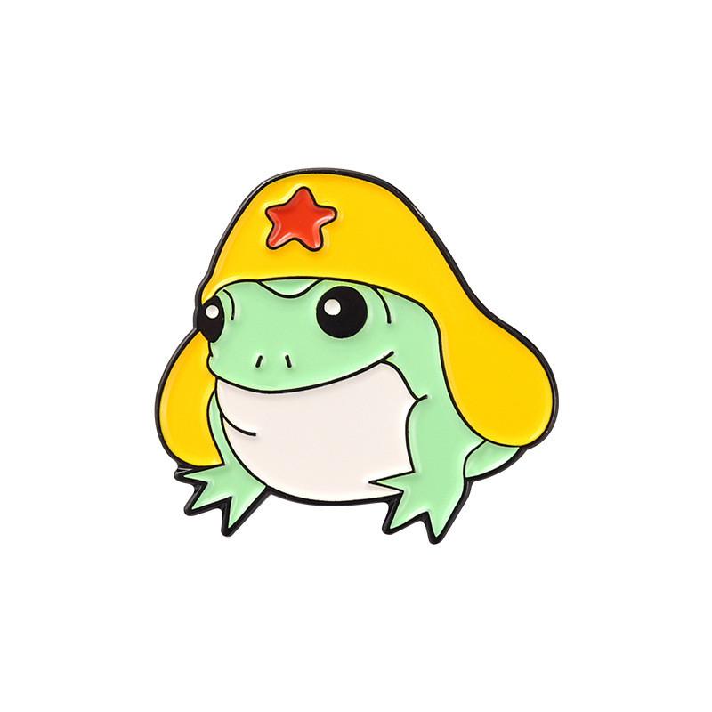 Eye-catching Alloy Frog Brooch Pin For Unisex Fashion With Distinctive Five-pointed Hat Style