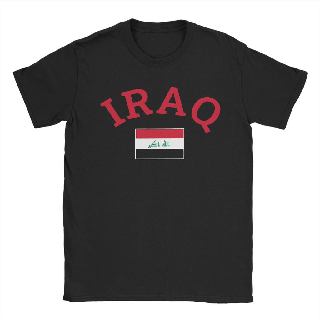 Funny Iraq Flag World Football TShirts Unisex Unisex Crew Neck Cotton T Shirts Short Sleeve Tees Plus Size Tops