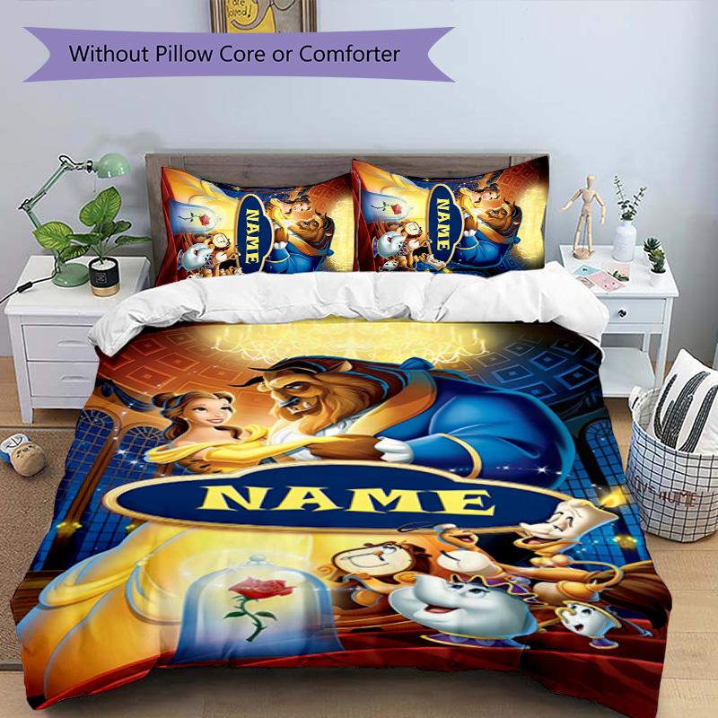 3pcs Princess9 Cover Set - Personalized Name, HD Printed Bedding with 1 Cover and 2 Pillowcases - Perfect for Home Decor, Easy Care