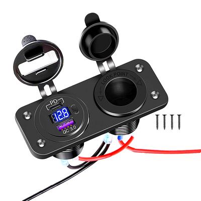 12 В-24 В PD Type C и QC 3,0 USB быстрая автомобильная розетка для зарядного устройства с переключателем, панель розеток для мотоцикла, лодки, RV, ATV