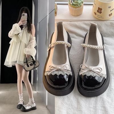 Японские jk новые с юбкой бантом жемчугом женские 2025 лето французская платформа маленькие кожаные туфли Мэри Джейн туфли-лодочки