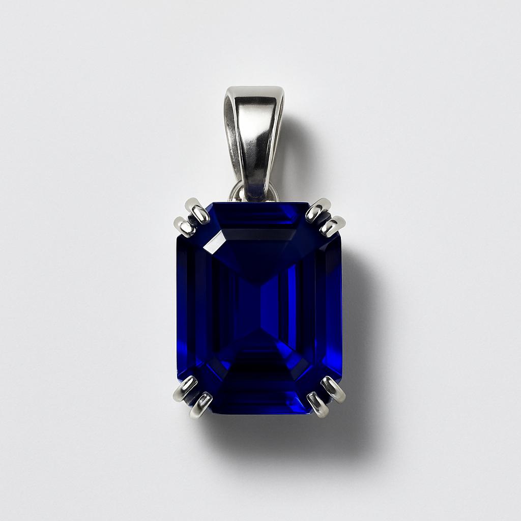 27.55 ct Natural Blue Sapphire Emerald 925 Sterling Silver Pendant Gemstone Jewelry Gift