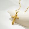 Fashion Cross Pendant Necklace for Women Men Stainless Steel Gold Plated Zircon Jesus Collar Neckalces Trend Couple Zircon
