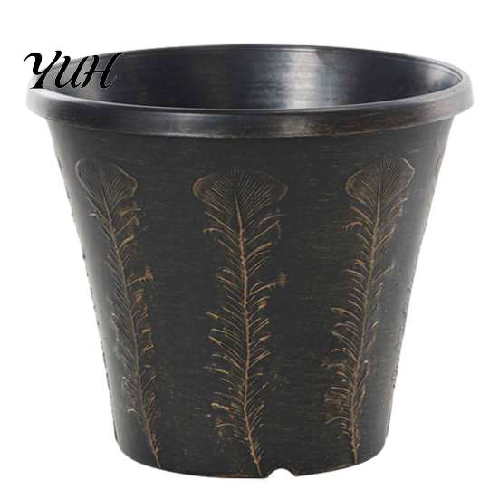 Sturdy Gardening Pot with Ventilation 8" Retro Flower Saucer, Thickened Plastic Planter Drainage Hole, Home Decor Plant Anti-Aging, Peacock