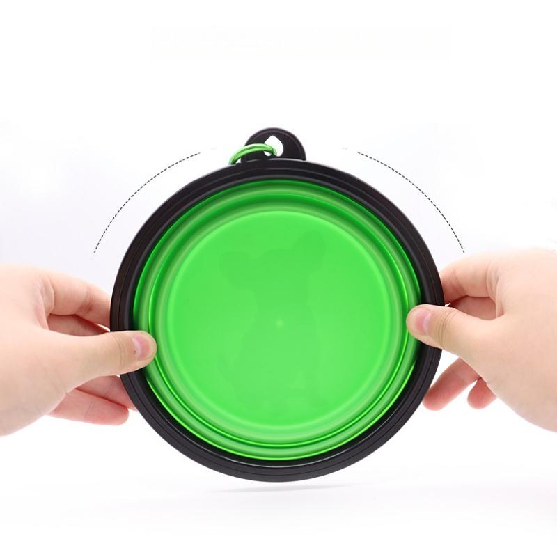 Collapsible Pet Silicone Dog Food Water Bowl Outdoor Camping Travel Portable Supplies Dishes with Carabiner Pet Supplies Cat and Dog Universal Basin
