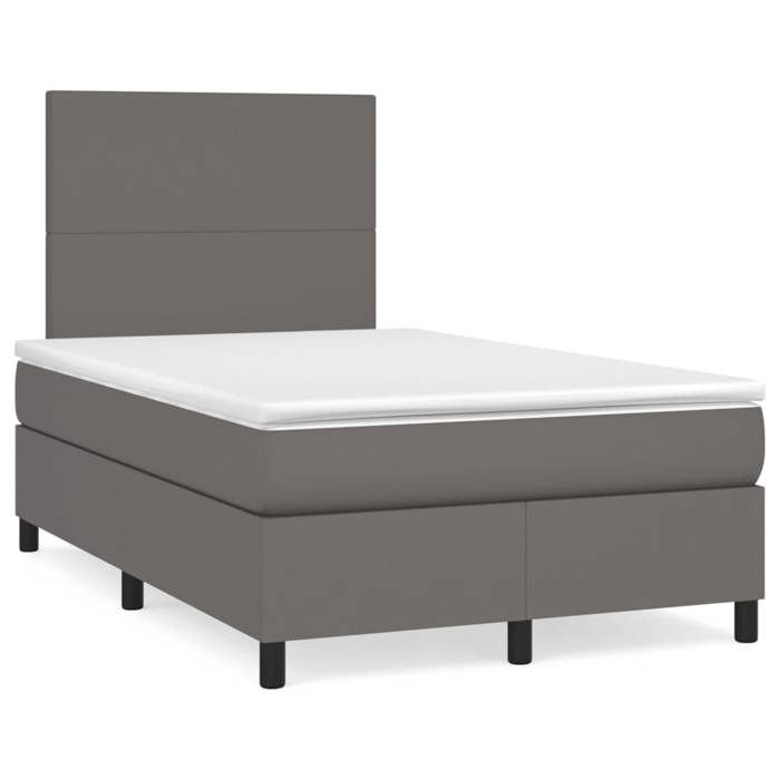 Maison Exclusive - Sommier à lattes de lit avec matelas Gris 120x200 cm Similicuir