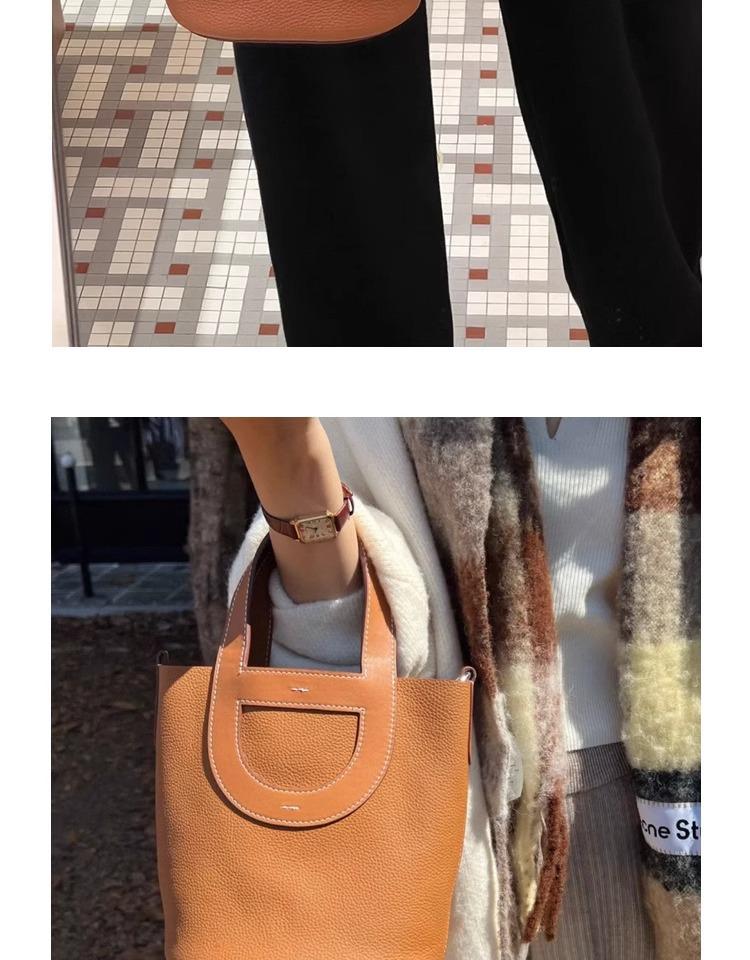 Модная сумка 2024 года: Женская корзинка для овощей Pig Nose из натуральной кожи Litchi Grain First Layer