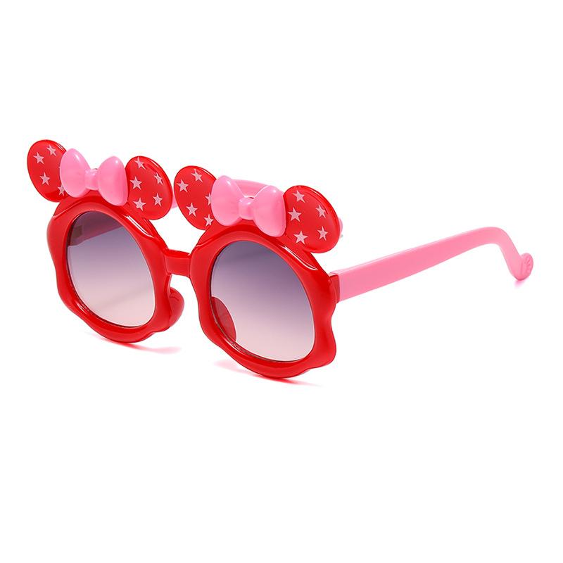 7330 New Cartoon Cute Glasses Double Bow Children'S Sunglasses Boys And Girls Anti-Ultraviolet Sunglasses