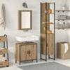 Bathroom Furniture Set with Shelf and Door 3 pcs Brown Particleboard