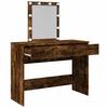 Makeup Table with LED Lighting Smoked Oak Finish 100 x 40 x 130 cm