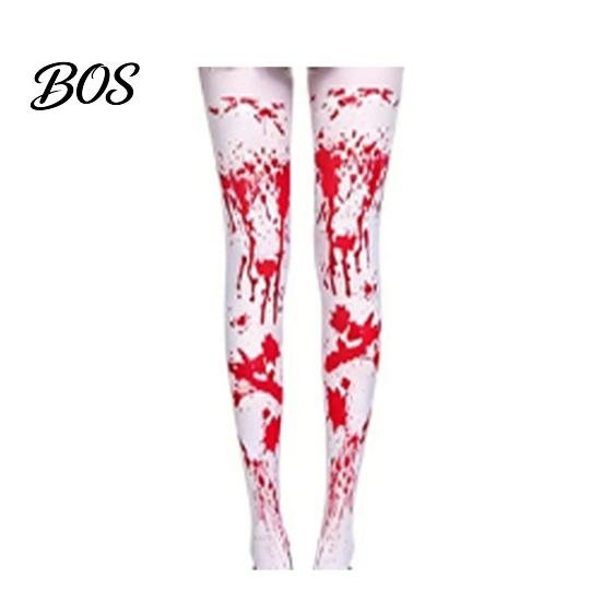 Comfortable Zombie Cosplay Costume Halloween Blood Print for Women, Scary Apron, Hooded Elastic Polyester Horror Themed Apparel Cloak, Stockings