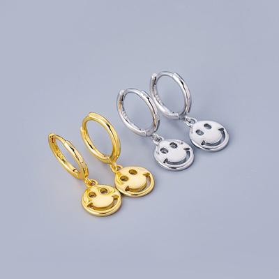 Серьги-кольца с улыбающимся лицом из стерлингового серебра 925 пробы для женщин, простые ежедневные ювелирные изделия в подарок