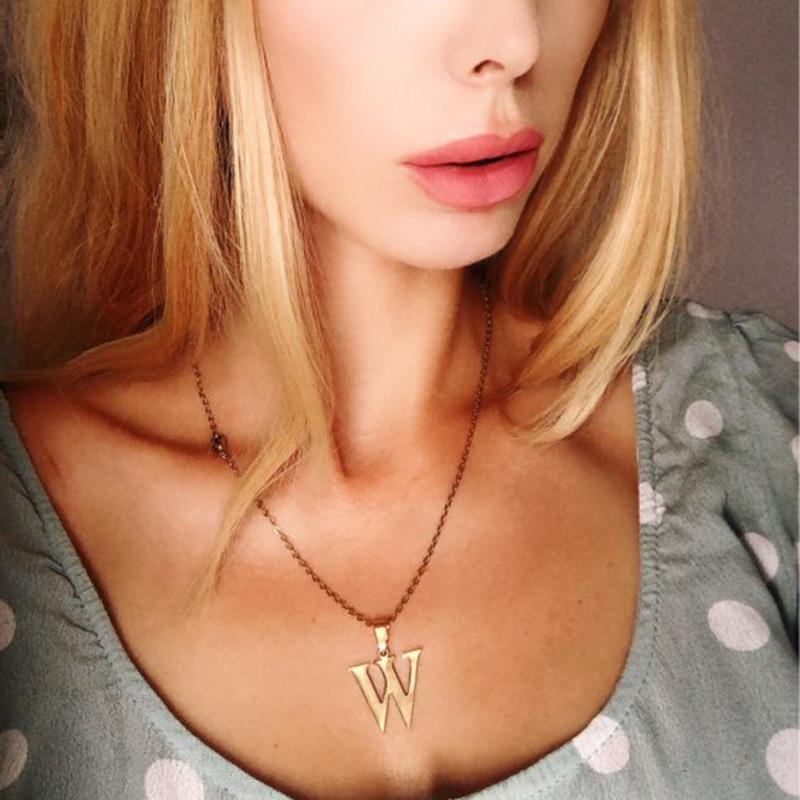 Золотые ожерелья с алфавитом для женщин, ювелирная цепочка на шею, 26 букв, подвески, ожерелье, колье из нержавеющей стали, женский аксессуар