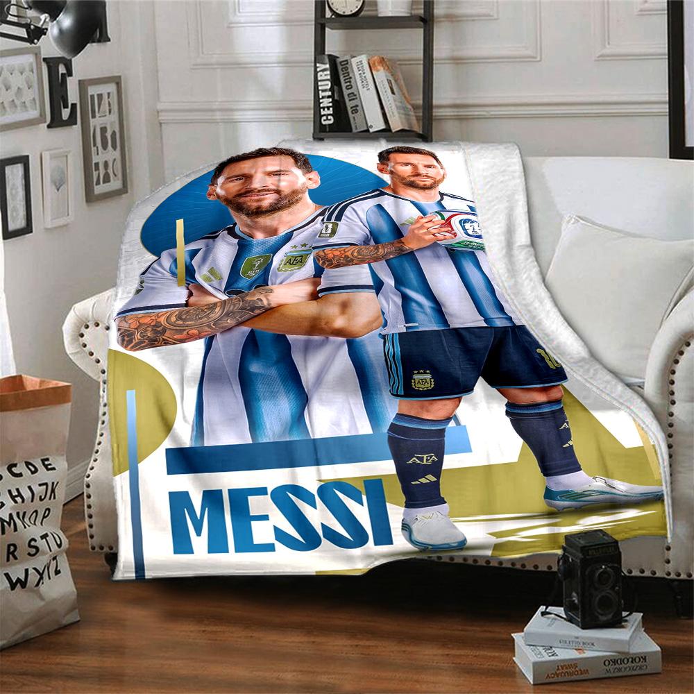 Football Messi Personalized Name Blanket Multi-purpose Personalized Blanket Durable Comfort Great for Office Seaside Bed Picnics Ideal for All Seasons