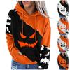 Women's Halloween Print Pullover Round Neck Drop Shoulder Long Sleeved Blouse