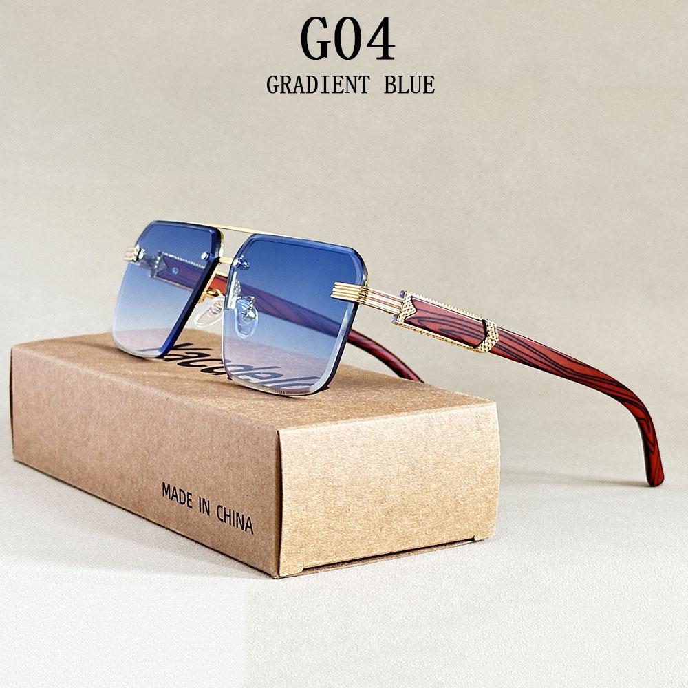Fashion Sunglasses For Men Oculos Square Sunglasses Women Vacation Rimless Glasses Designer Vintage Sunglass