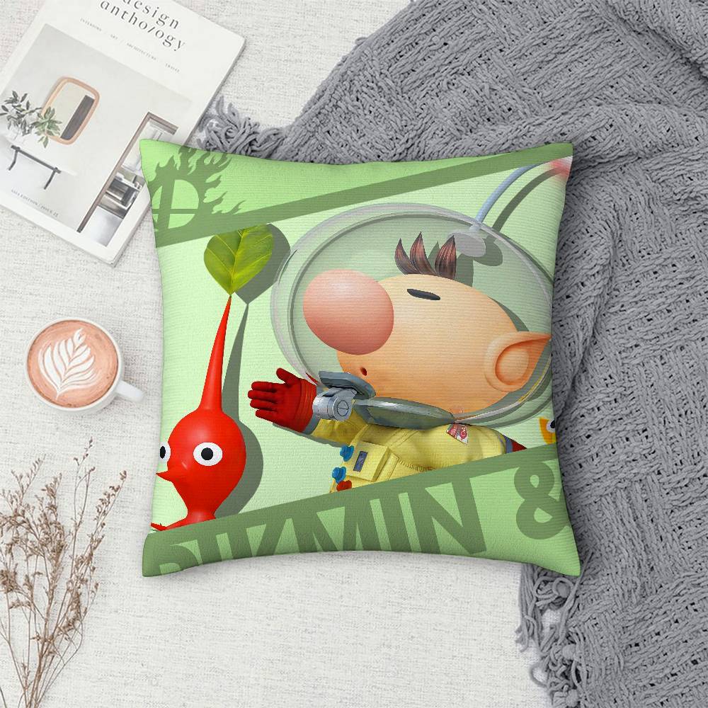 Cartoon P-PIKMINS Pillow Case Sofa Decorative Home Double-sided Print Plush Square Throw Pillow Covers Cushion Decor Cover