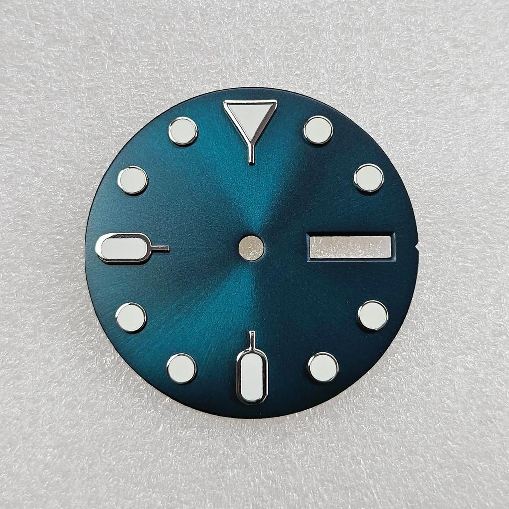 1PC 28.5mm Green Luminous Dial Watch Dial for NH36 Movement Dual Calendar Watch Faces for Men Accessories