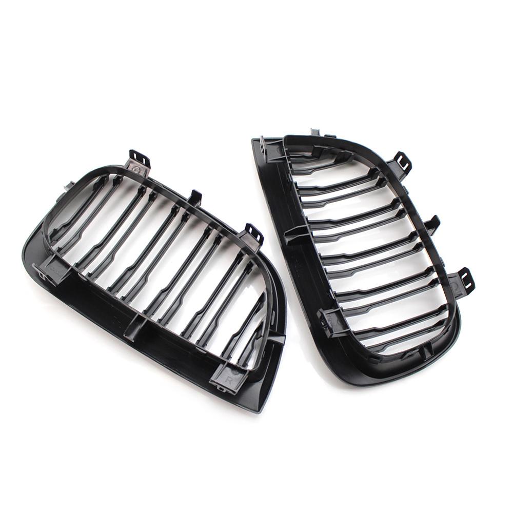 Передний бампер, решетка для почек, 2 планки для BMW 1 серии E81 E87 2004-2007, высококачественная гоночная решетка, глянцевый черный авто экстерьер