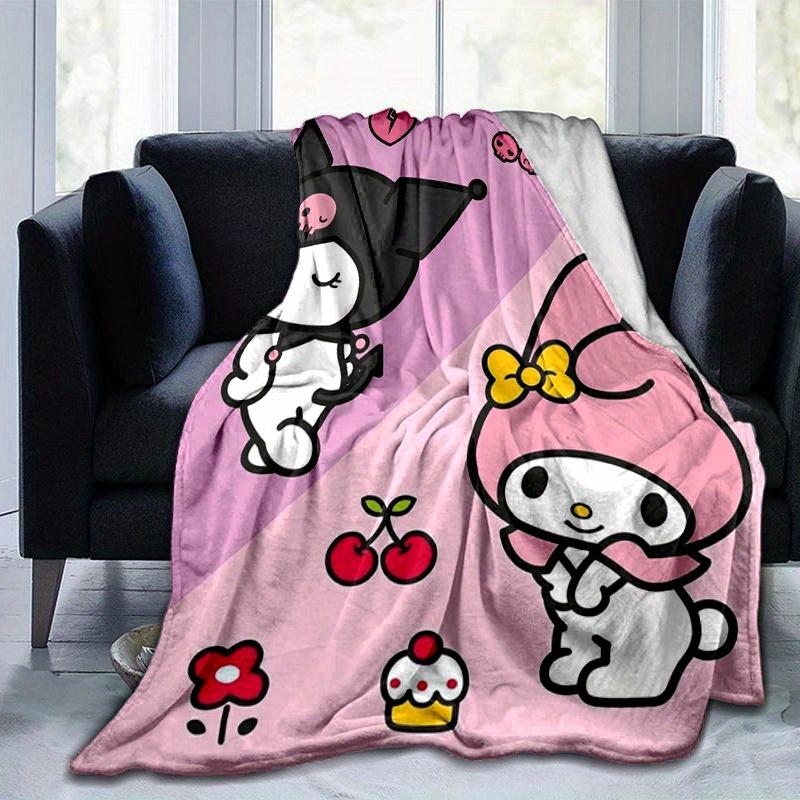1шт. Милое одеяло с принтом Sanrio Kuromi и My Melody - Идеально для дома, офиса, улицы, идея для подарка, подходит для всех сезоновz041779