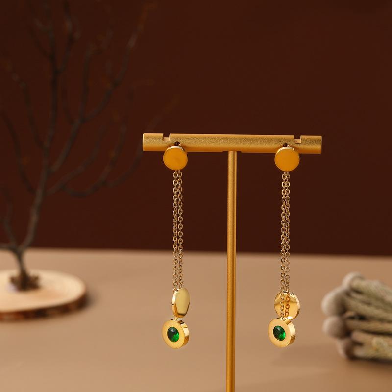 Серьги-подвески с римскими цифрами, женские, из титановой стали, не выцветающие, высокого качества, с инкрустацией цирконием, модные серьги из нержавеющей стали