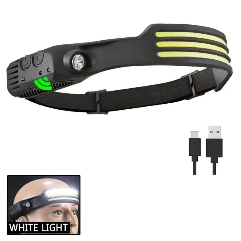 COB LED Sensor Headlamp USB перезаряжаемый супер яркий индукционный Headlight с 5 режимами для рыбалки кемпинга походов на открытом воздухе