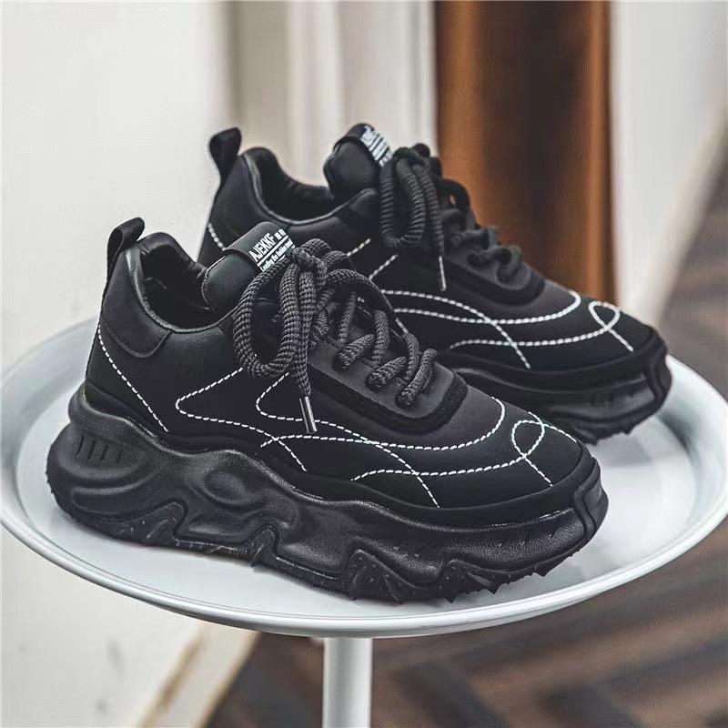 Модные массивные кроссовки для мужчин, мягкая подошва, кроссовки, модная повседневная кожаная обувь с цветным блоком, дышащая обувь на увеличенной платформе