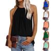 Summer Women's Vest Pleated Solid Color Loose Sleeveless Top Summer Vest Basic Casual Loose