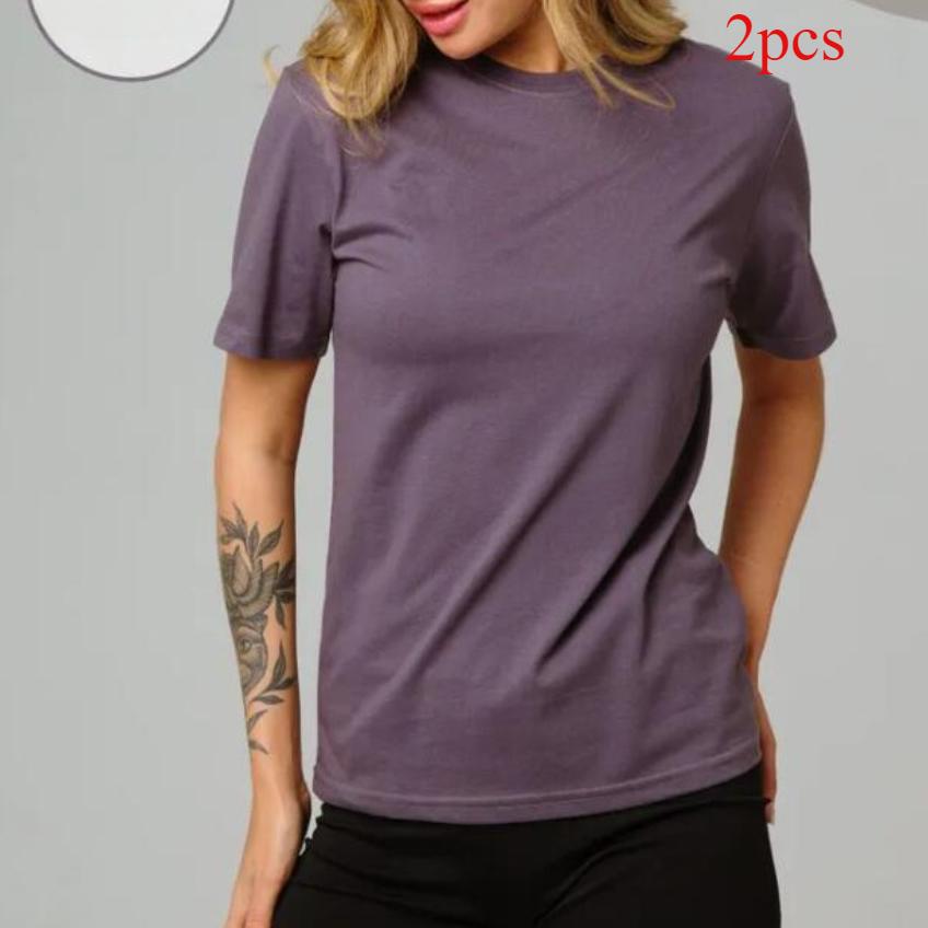 2 шт./лот короткий рукав однотонный для женщин и мужчин летняя футболка с круглым вырезом