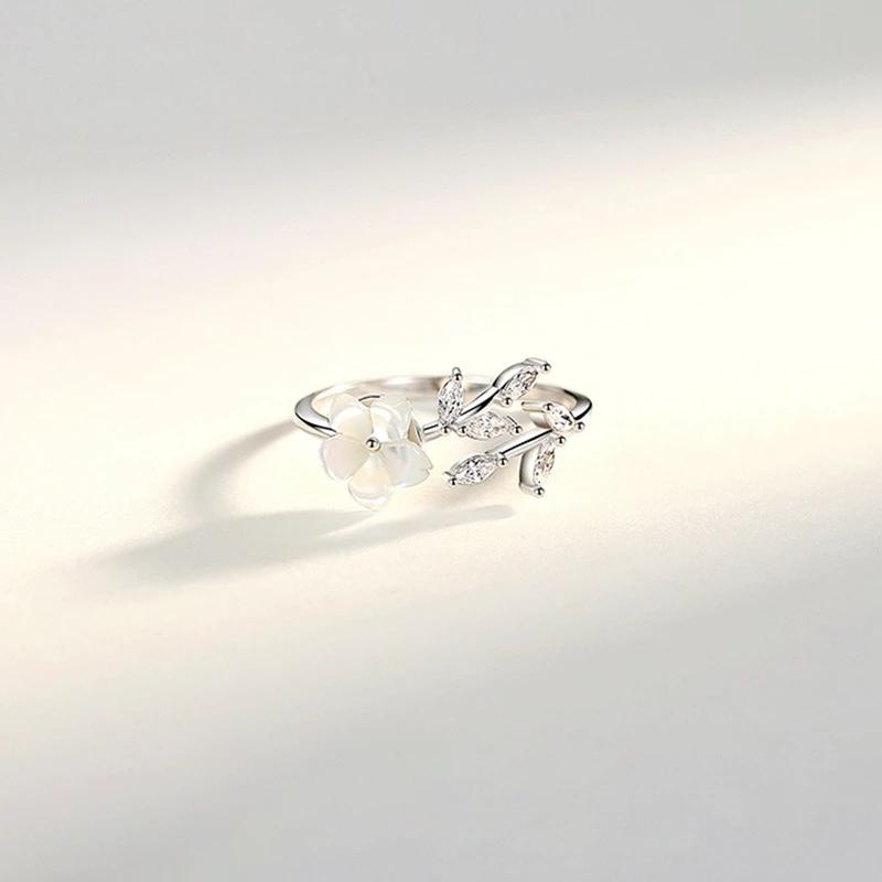foxanry Серебряные кольца для женщин, модные элегантные очаровательные милые простые ракушки с цветами и листьями, вечерние украшения, подарки для влюбленных