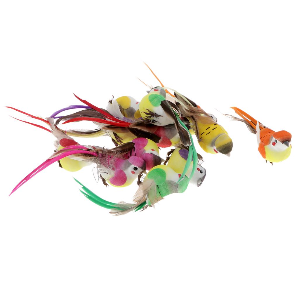 12Pcs Cute Artificial Feather Robin Birds Christmas Decorations