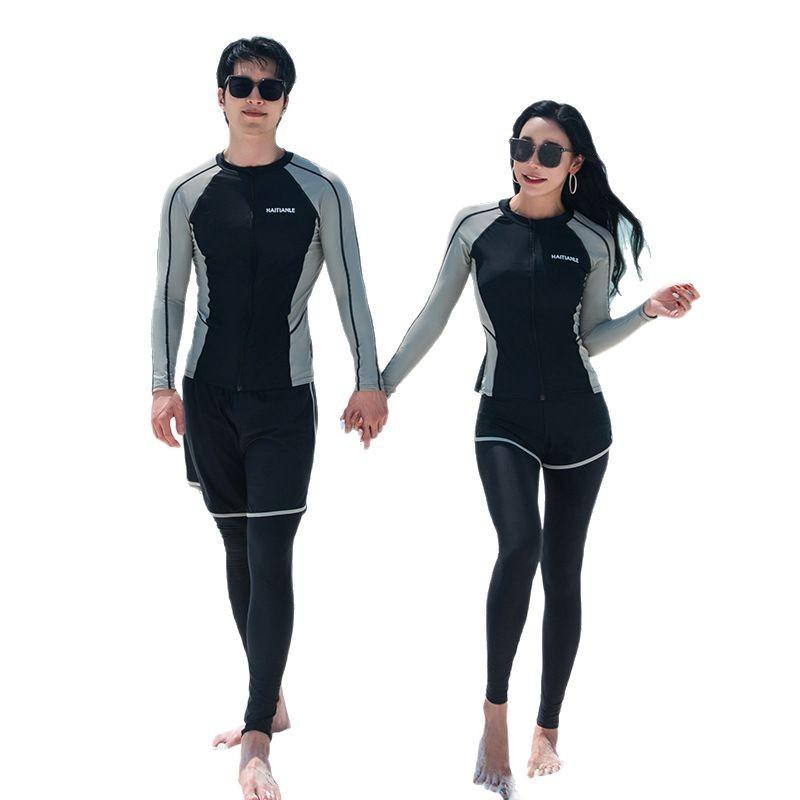 Women Men UV Protection Rash Guard Set Long Sleeve Top Pants Quick Dry Swimwear Snorkeling Surfing Swimming