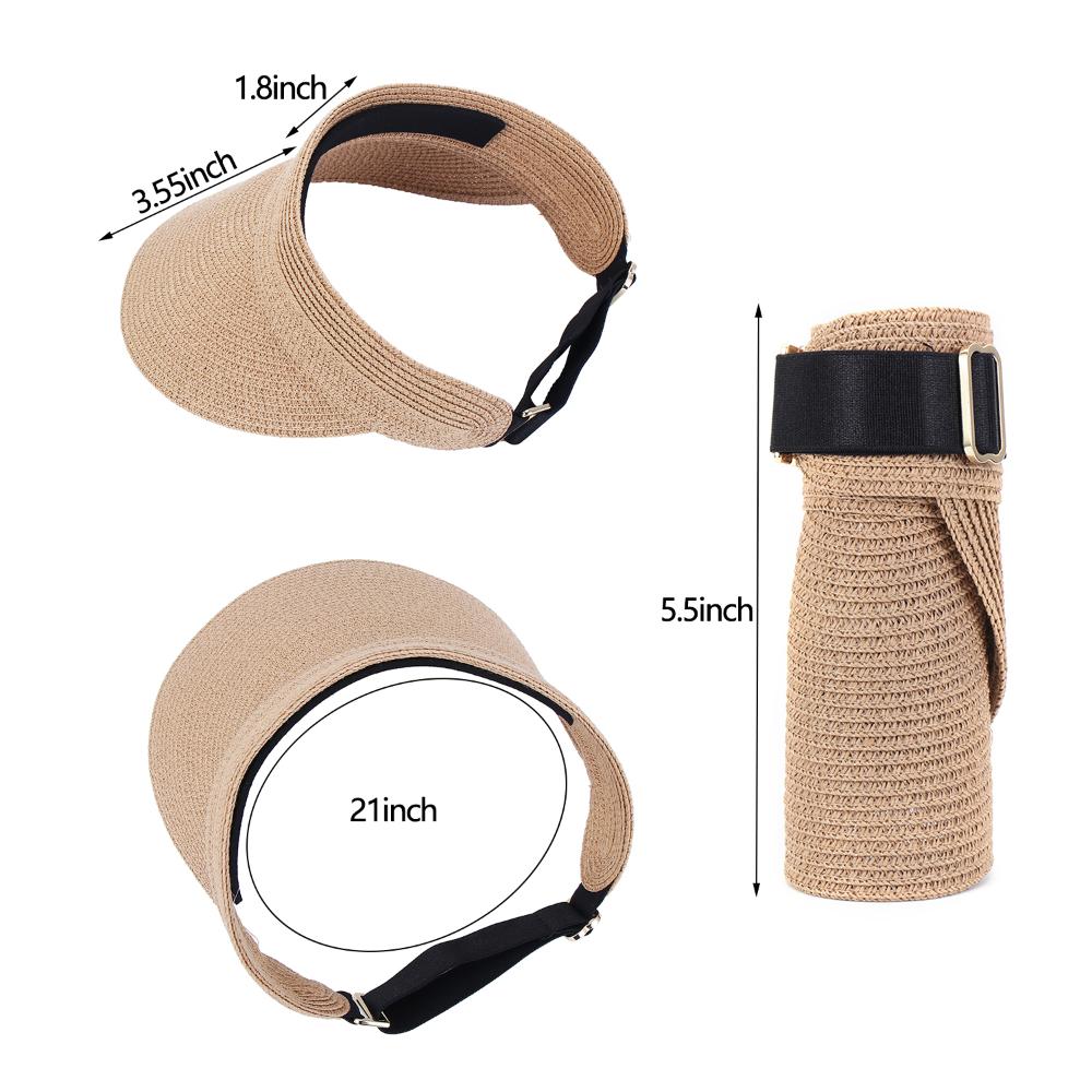 Модная регулируемая пляжная соломенная складная кепка с защитой от УФ-лучей, шляпа-козырек от солнца, женская шляпа с широкими полями