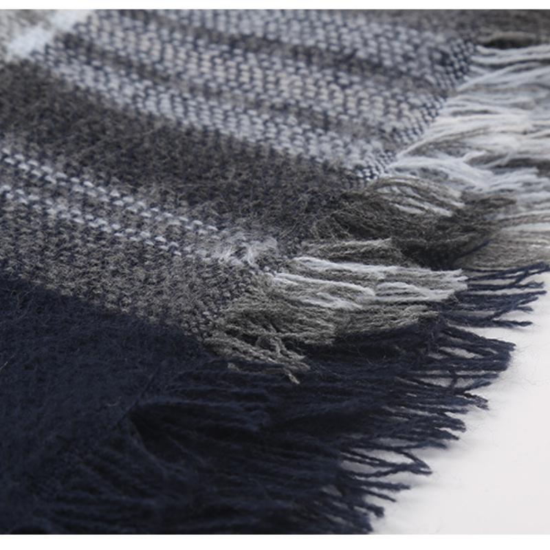 Plaid Scarf, Large Square Scarf, Women's Autumn and Winter Warm Acrylic Shawl