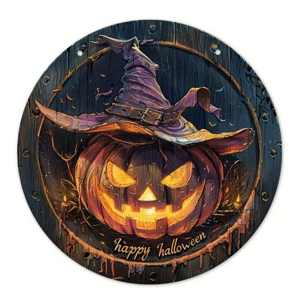 Creative Wooden Craft Door Plaque Decoration Circular Logo Witch Wooden Plaque Halloween Decoration Christmas